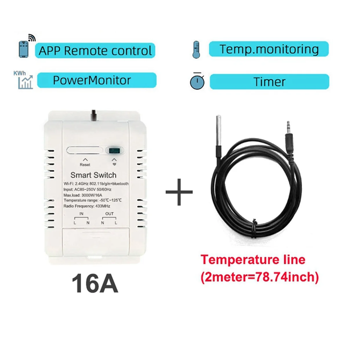 For Tuya WIFI Smart Temperature Switch Sensor Rf433 Thermostat Monitor Temperature Breaker Switch Control Switches 16A