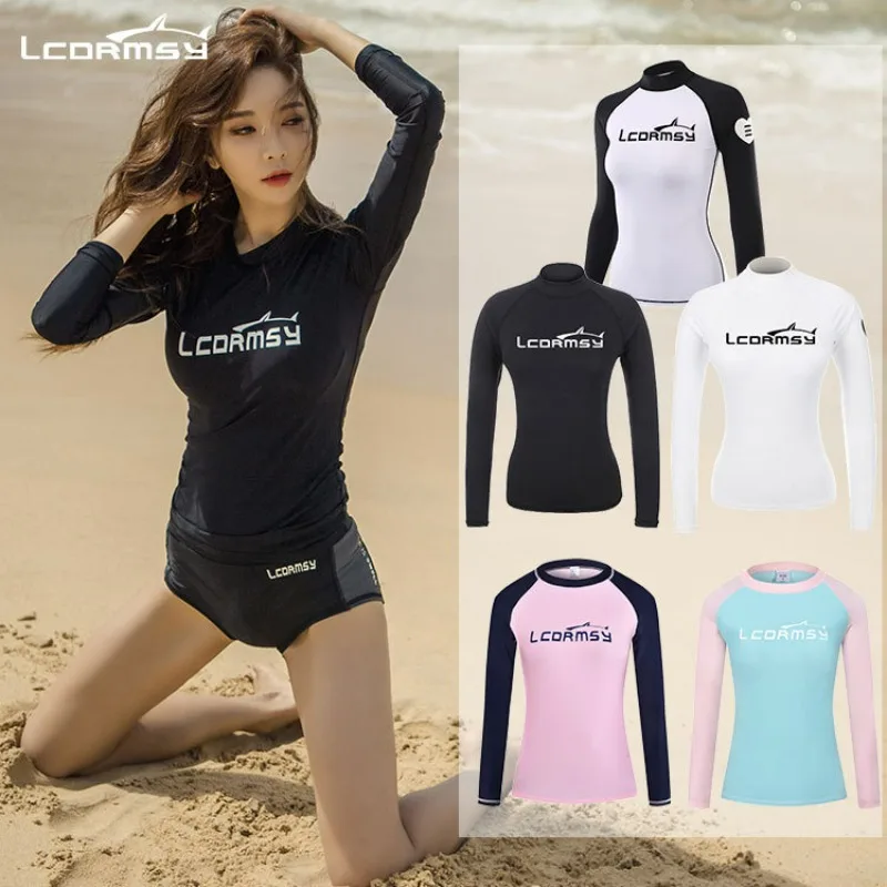 Two Piece Swimwear Women Swimming Shorts Long Sleeve Beach Wear Conservative Split Skirt Swimsuit Bathing Suit for Sports
