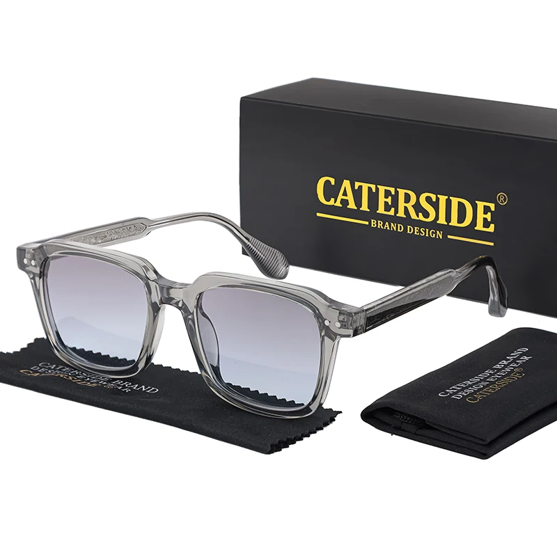 CATERSIDE Retro-Sonnenbrille für Herren, quadratischer Rahmen, Markendesign, Core Insert Temple Sonnenbrille, Damen-Sonnenbrille für Reisen, Party, Urlaub, Geschenk – Detail 5