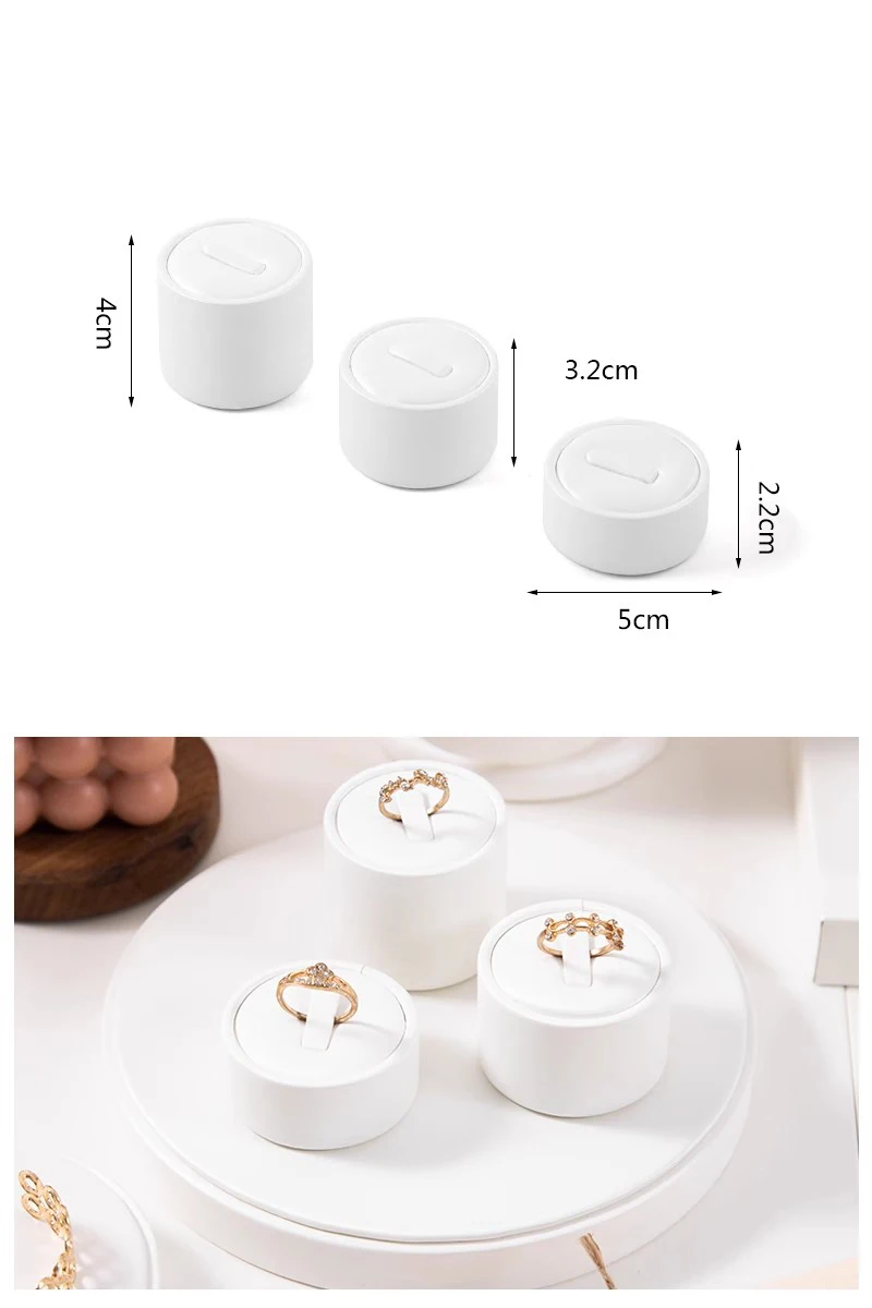 Window Jewelry Ring Holder Stand Show Counter Cabinet Display Tray Insert Jewellery Ring Storage White Leather Presentation Rack