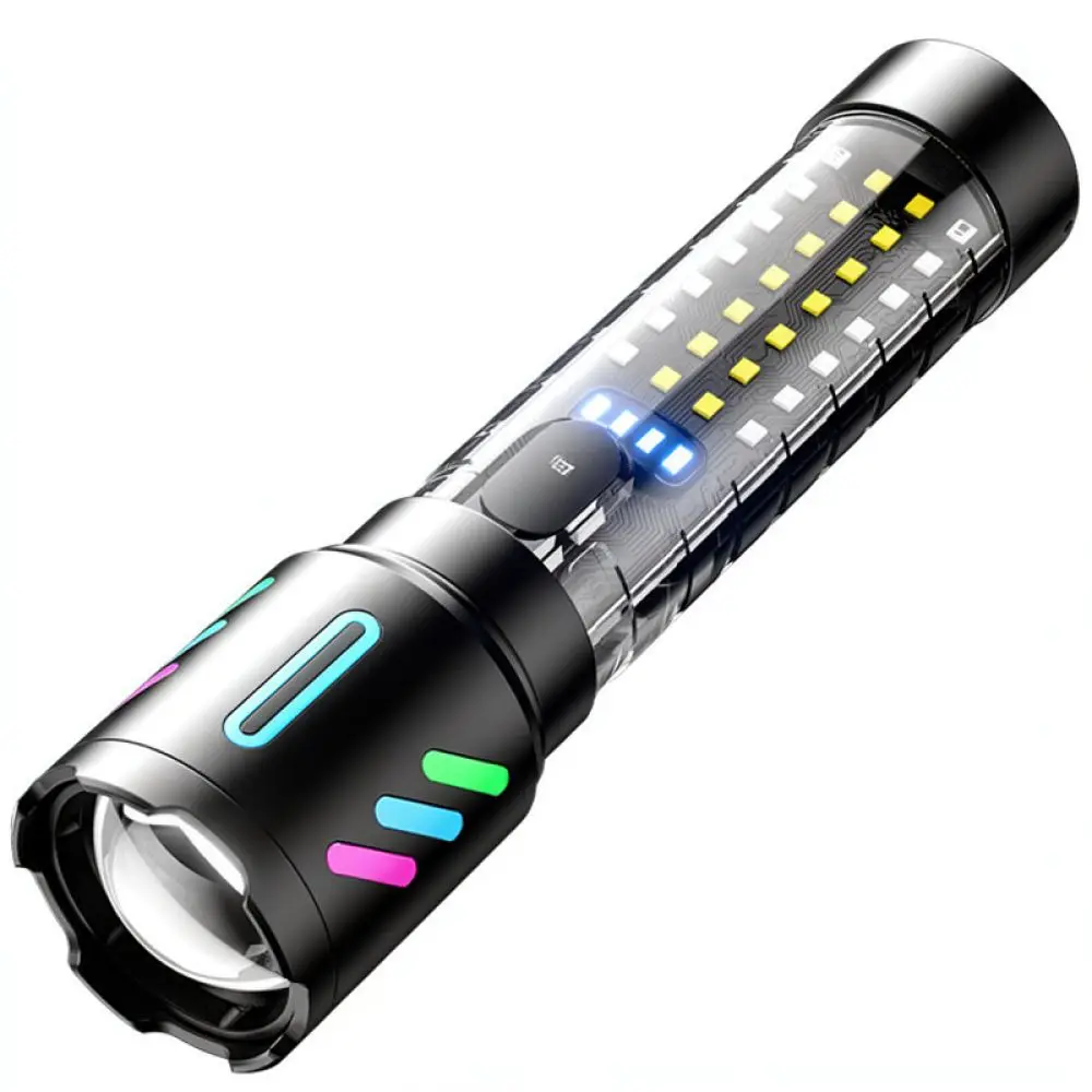 High Lumen Rechargeable LED Flashlight Compact Portable Torch Long Distance Lighting Tools For Outdoor Camping Night Fishing