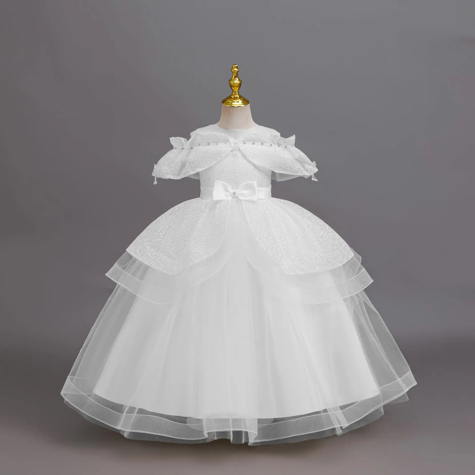 New Elegance Floral Flower Girl Dress Lace Flowers Sleeveless Princess Toddler Kids Wedding 1st Birthday Pageant Party Gown - view 5