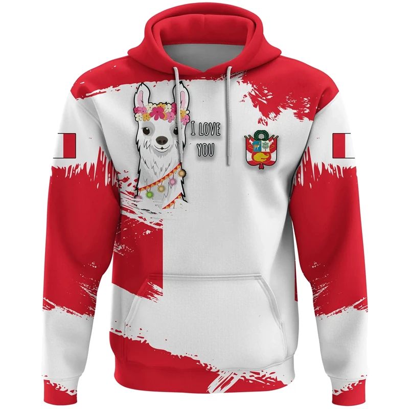 Peru Flag Map Graphic Sweatshirts Peruvian National Emblem Hoodies For Men Clothes Casual Male Hoody Sport Boy Pullovers Tops