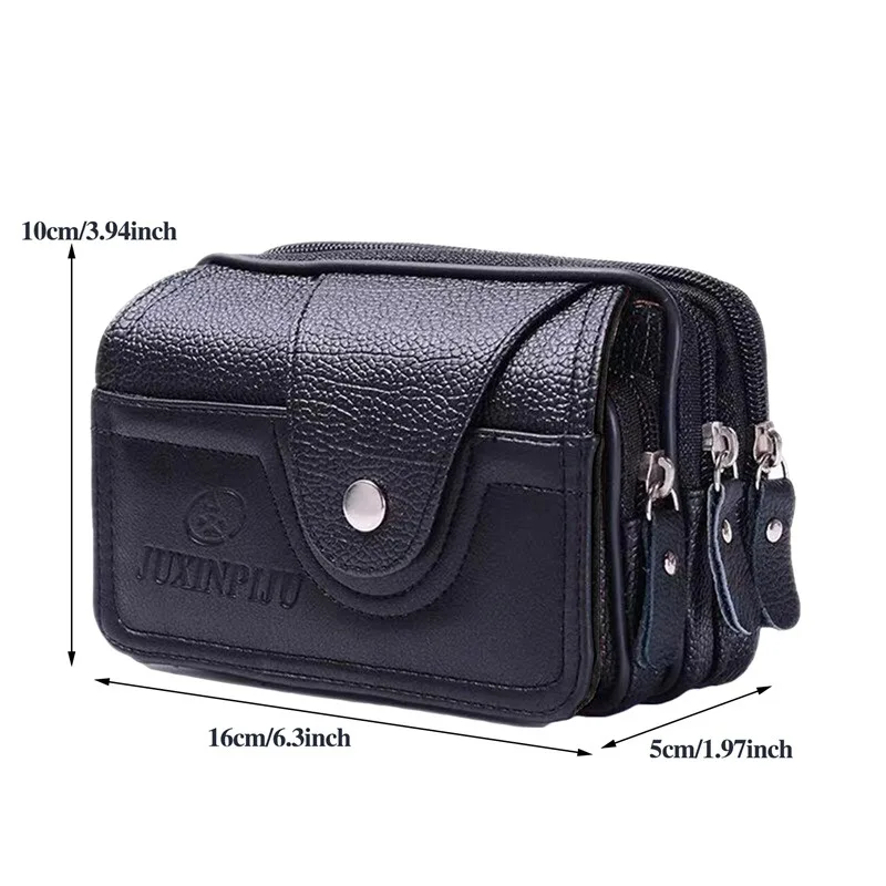 Man Waist Bag PU Leather Men Casual Design Small Waist Bag Fashion Zipper Bum Bag Waist Pack Male Waterproof Phone Pouch