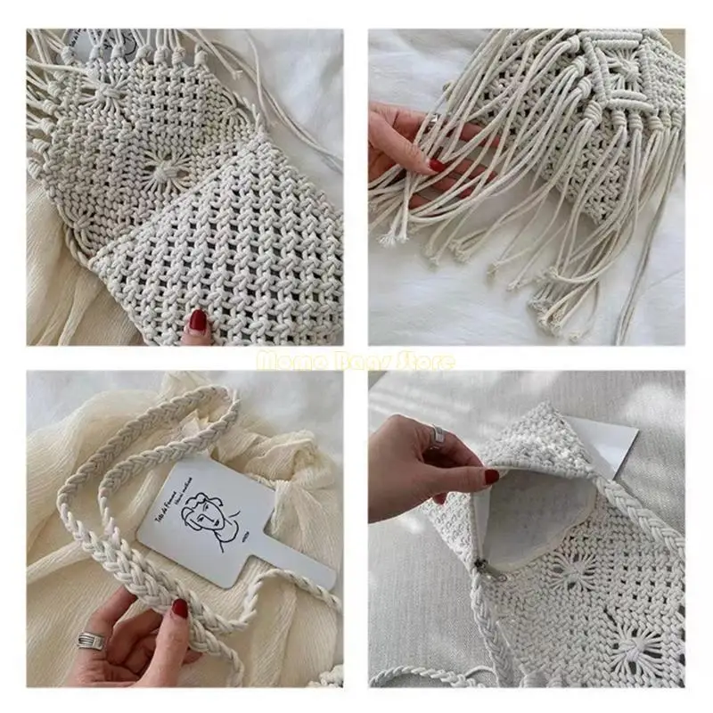 

X90D Crossbody Bags Summer-Beach Bag Women Girl Woven Knitted Tassel-Bag