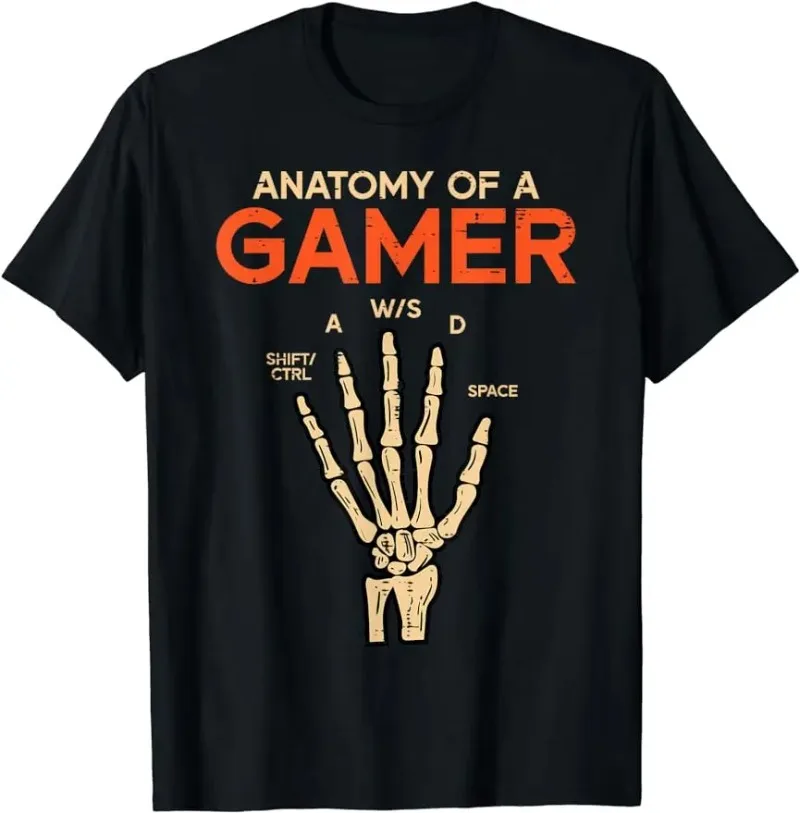 

Anatomy Of A Gamer Skeleton Hand Funny Men Boys Kids Teens T-Shirt