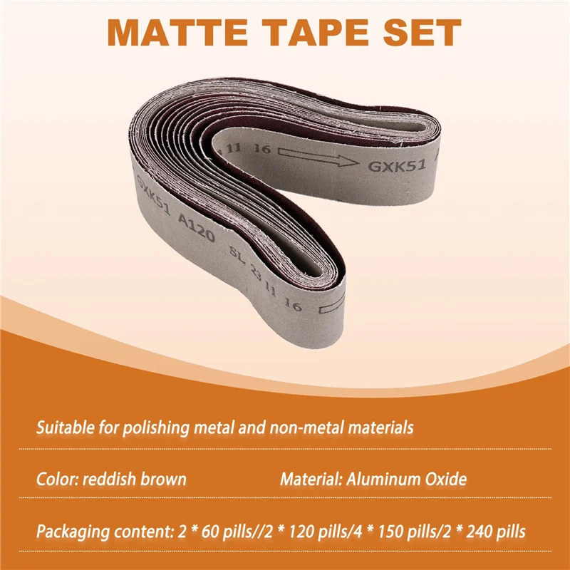 AD23-10Pcs Correias de lixa para polimento de moagem mista 60/ 120/ 150/ 240 grão 50 x 686 mm