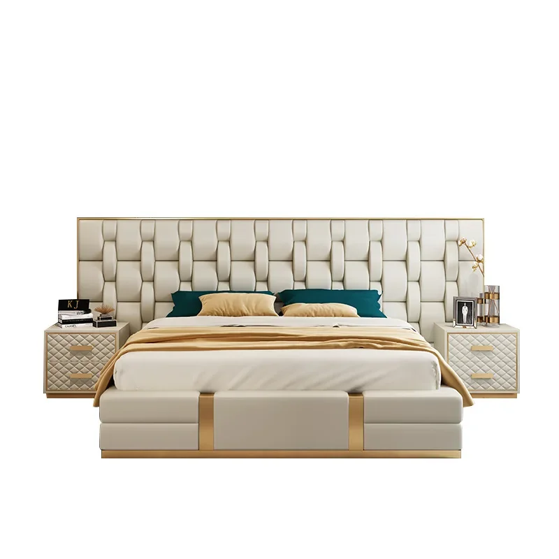 

Internet celebrity leather bed light luxury double 1.8 meters master bedroom marriage bed