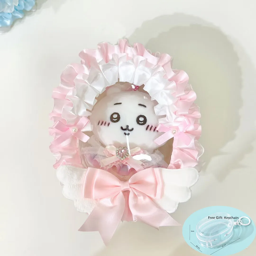 10 cm Doll  Out Bag Display Bag with Keychain Handmade Lace  Decor PVC Blind Box Case Storage Case Gift for Anime Cartoon Dolls