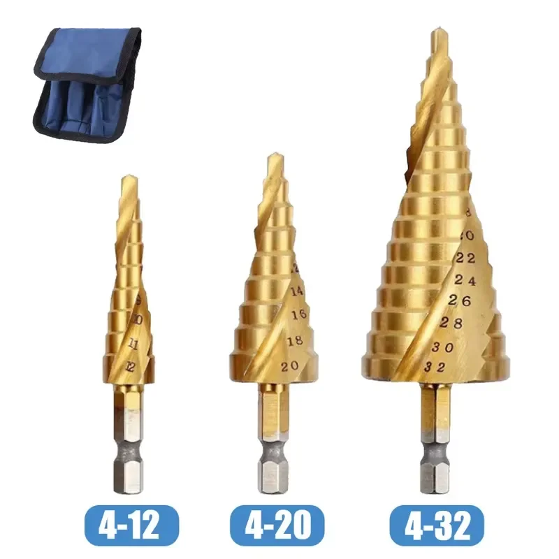 for Custom Hexagonal Shank 4241 Spiral  Gold Countersunk Bits and Ladder Drill Bit Set  Wood Metal Drilling Tools