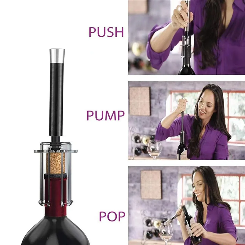 ABXF-Wine Opening Set Air Pressure Pump Wine Bottle Opener Kit Easy Cork Remover Corkscrews Wine Opener Gifts To Wine Lovers
