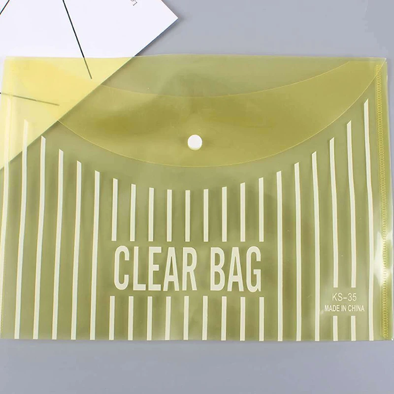 A4 Simple Transparent Document File Bags With Buckle Plastic Thickened Office School Waterproof File Storage Supplies