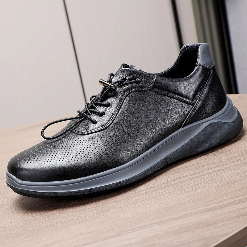 

Spring and Autumn Summer Breathable Sneaker Fashion High Quality Genuine Leather Boots Men Cowhide Casual Shoes, Leisure Shoes