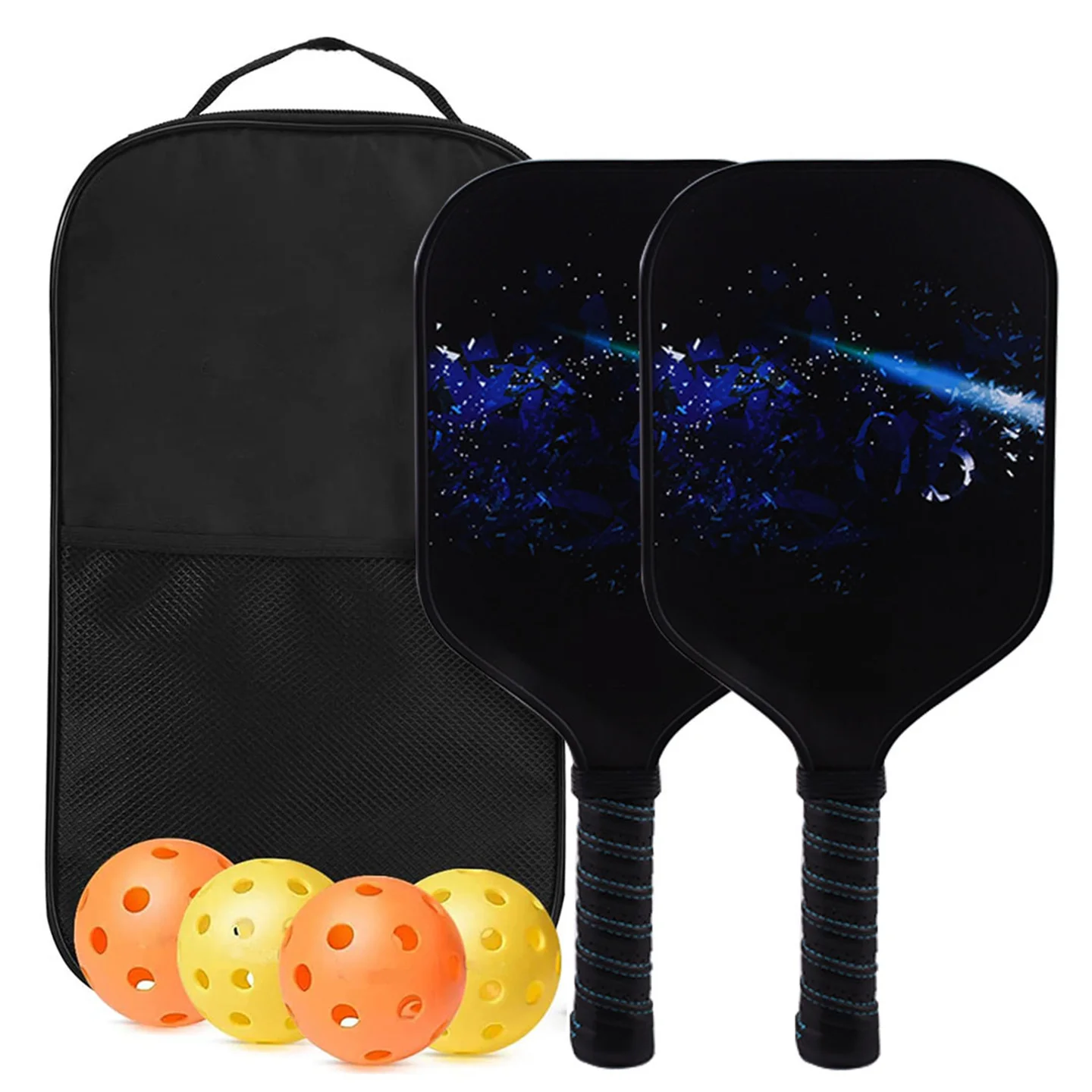 2 pagaie e 4 palline Set PP a nido d'ape in fibra di carbonio aramide Pickleball Paddle Holiday Family Outdoor Sports Squash Ball racchetta