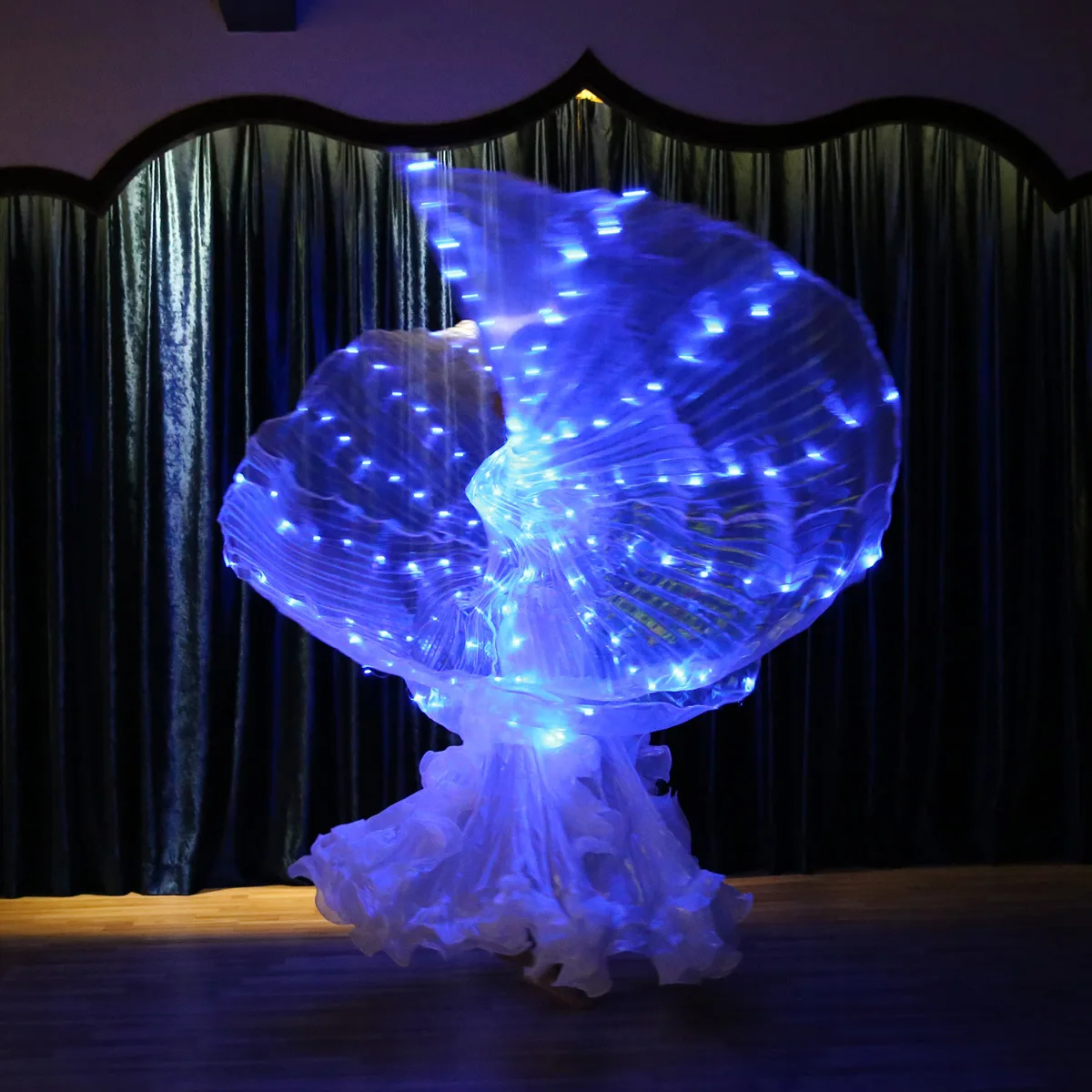 Alas LED azules para danza del vientre, alas fluorescentes de mariposa Isis para actuación de adultos, palos para traje de Festival de Carnaval