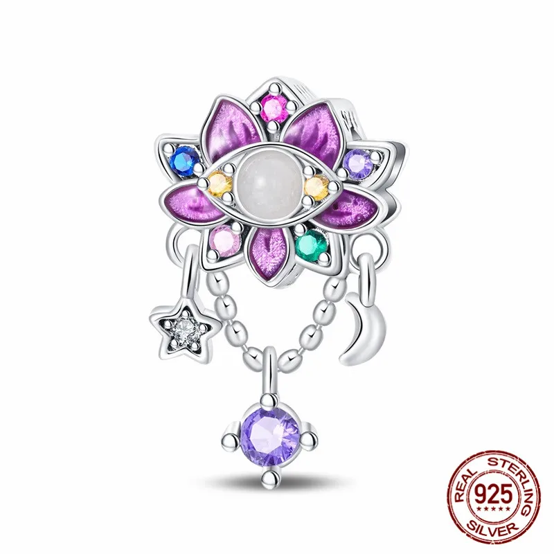 

925 Sterling Silver Zircon Evil Eye Pendant Bohemian Style Suitable for DIY Bracelets Womens Jewelry