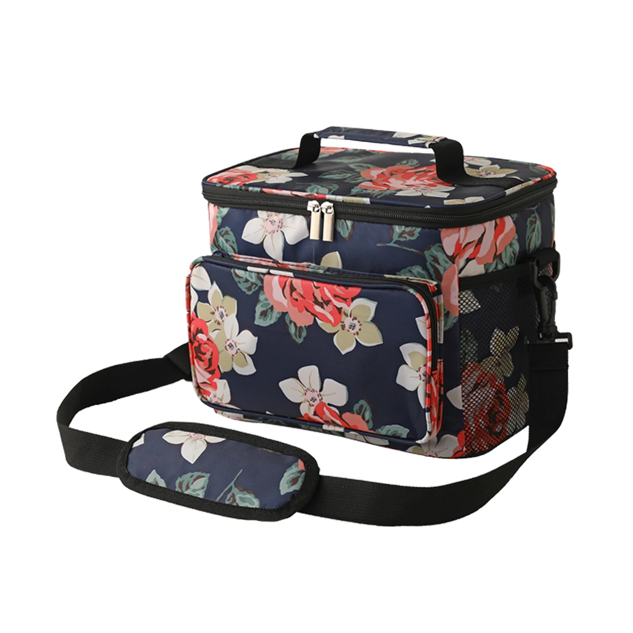 Casual Oxford Cloth Food Insulation Print Bag Handheld Crossbody Ice Pack for Picnic Travel Food Preservation Storage
