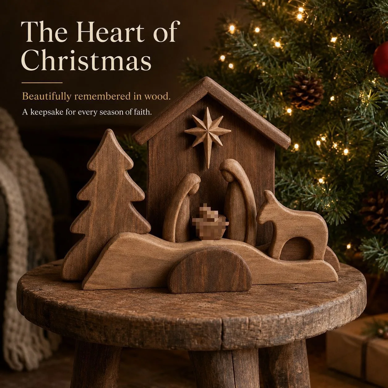 New Fashion Figures Born Christmas Wooden Office Crafts Combination Ornaments Christmas Gift Ornaments