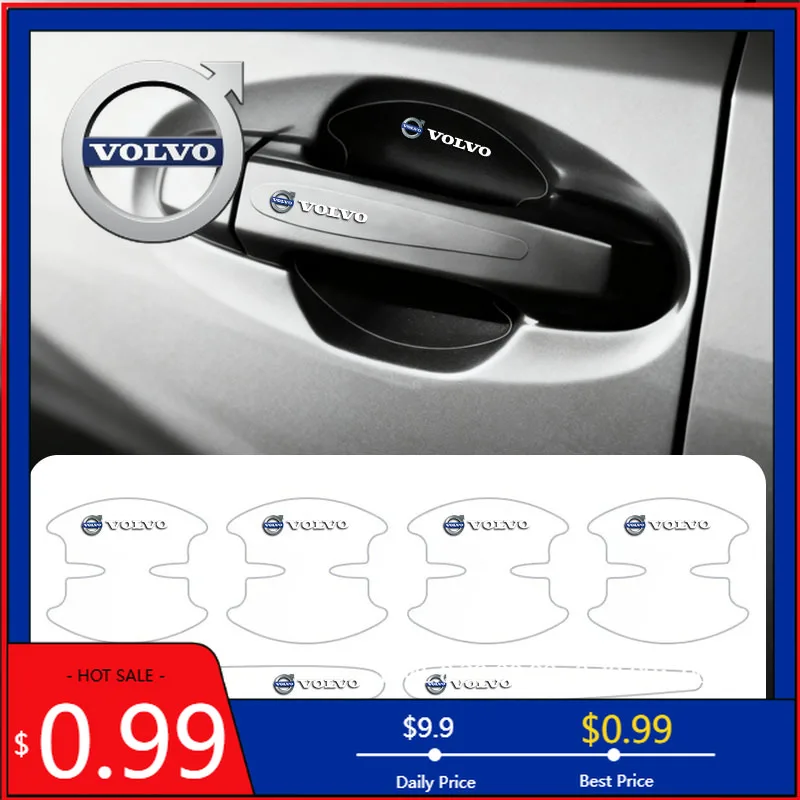 

Центральные колпачки для колес, 8 шт., прозрачные автомобильные дверные ручки, невидимые защитные наклейки для Volvo XC90 V90 V60 XC60 V40 EC40 EX40 S80 S