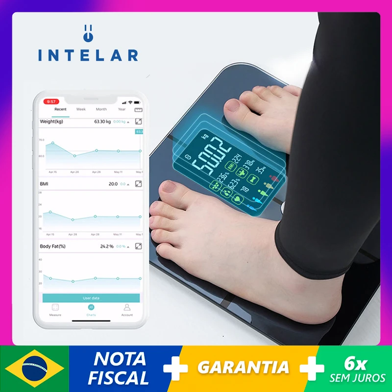 Smart Weight Scale Digital Body Fat Scales Balance Bioimpedance Bathroom Scale BMI Composition Analyzer for Human 180KG
