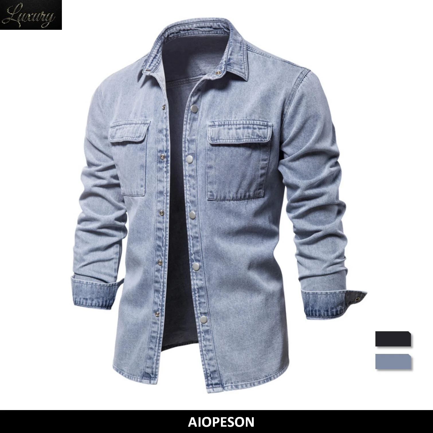 

100% Cotton Denim Shirts Men Casual Solid Color Thick Long Sleeve for Spring High Quality Jeans Male