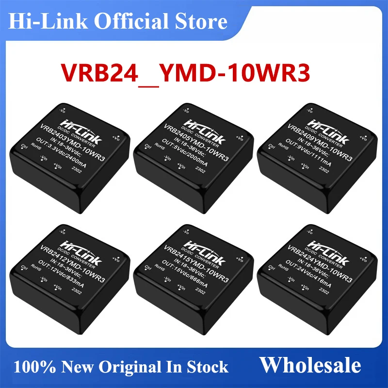 Hi-Link New Hot Sale VRB2405YMD-10WR3 Small Size 10W 24V to 5V 2A DC DC Converter Smart Electronic Power Module 91% Efficiency