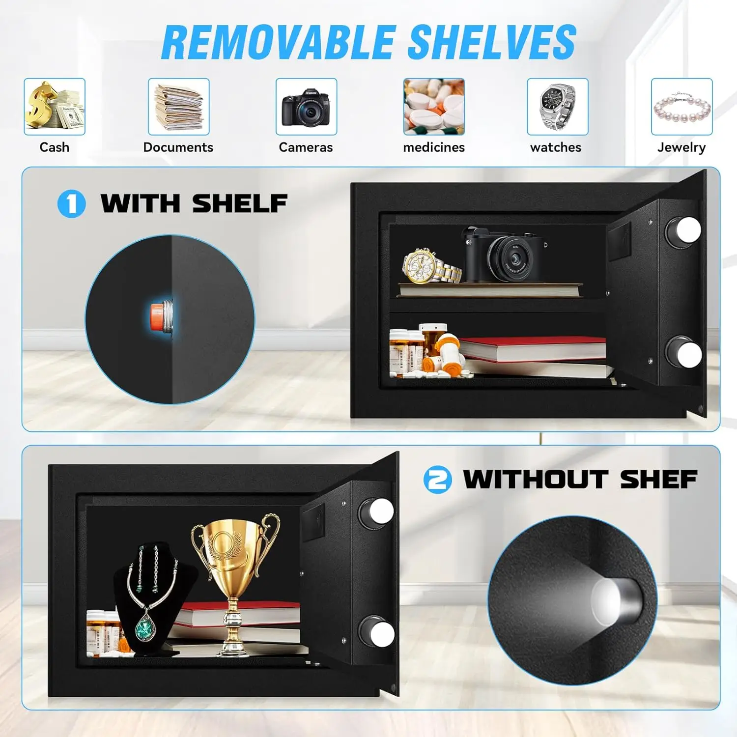 1.8 Cu Ft Fireproof Waterproof Safe Box with Digital Keypad, Anti-Theft Alarm for Valuables and Documents