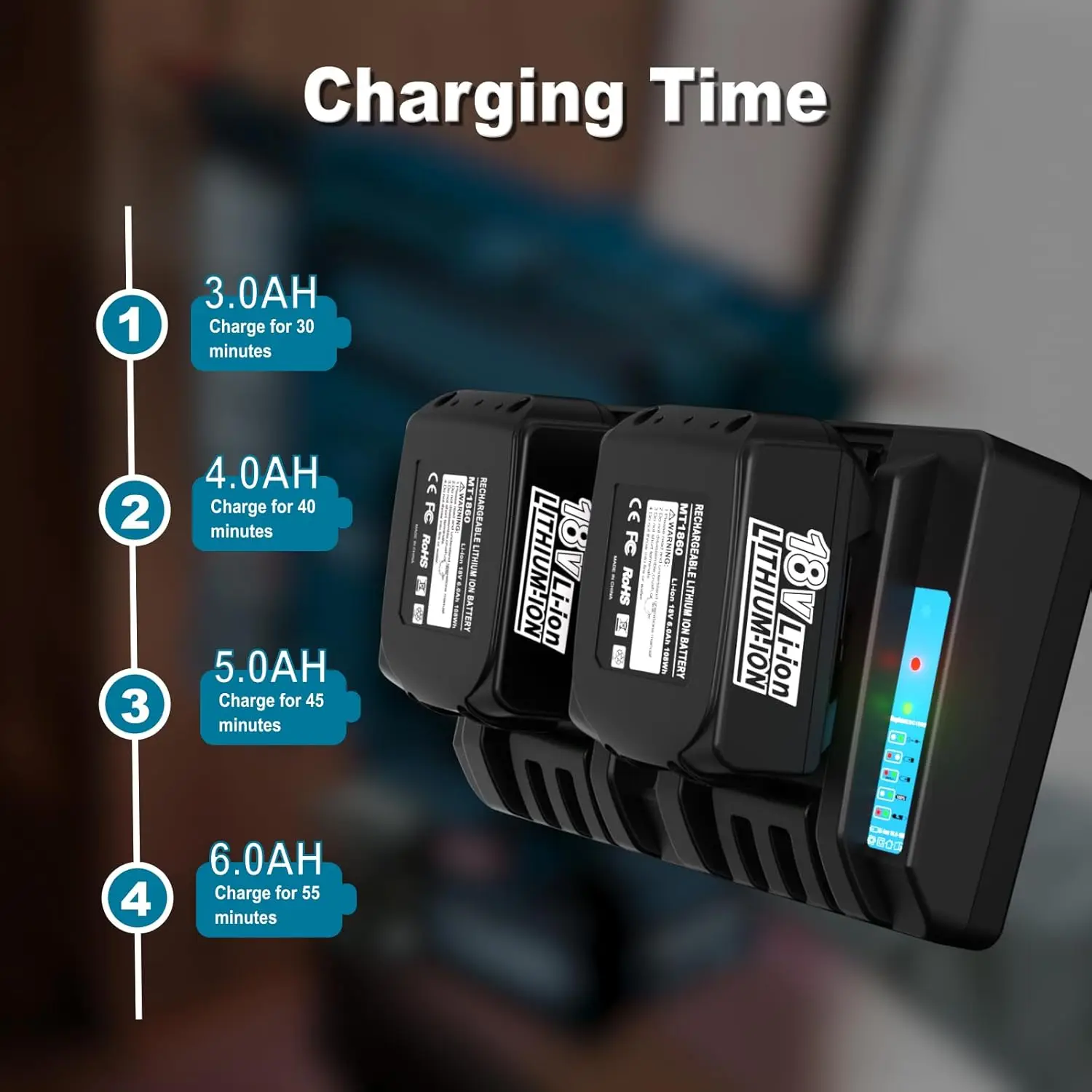 DC18RD 18V Dual Port Charger for Makita 14.4V 18V Lithium-Ion Battery BL1815 BL1820 BL1830 BL1850 BL1860 BL1840 BL1430 BL1415 - view 5