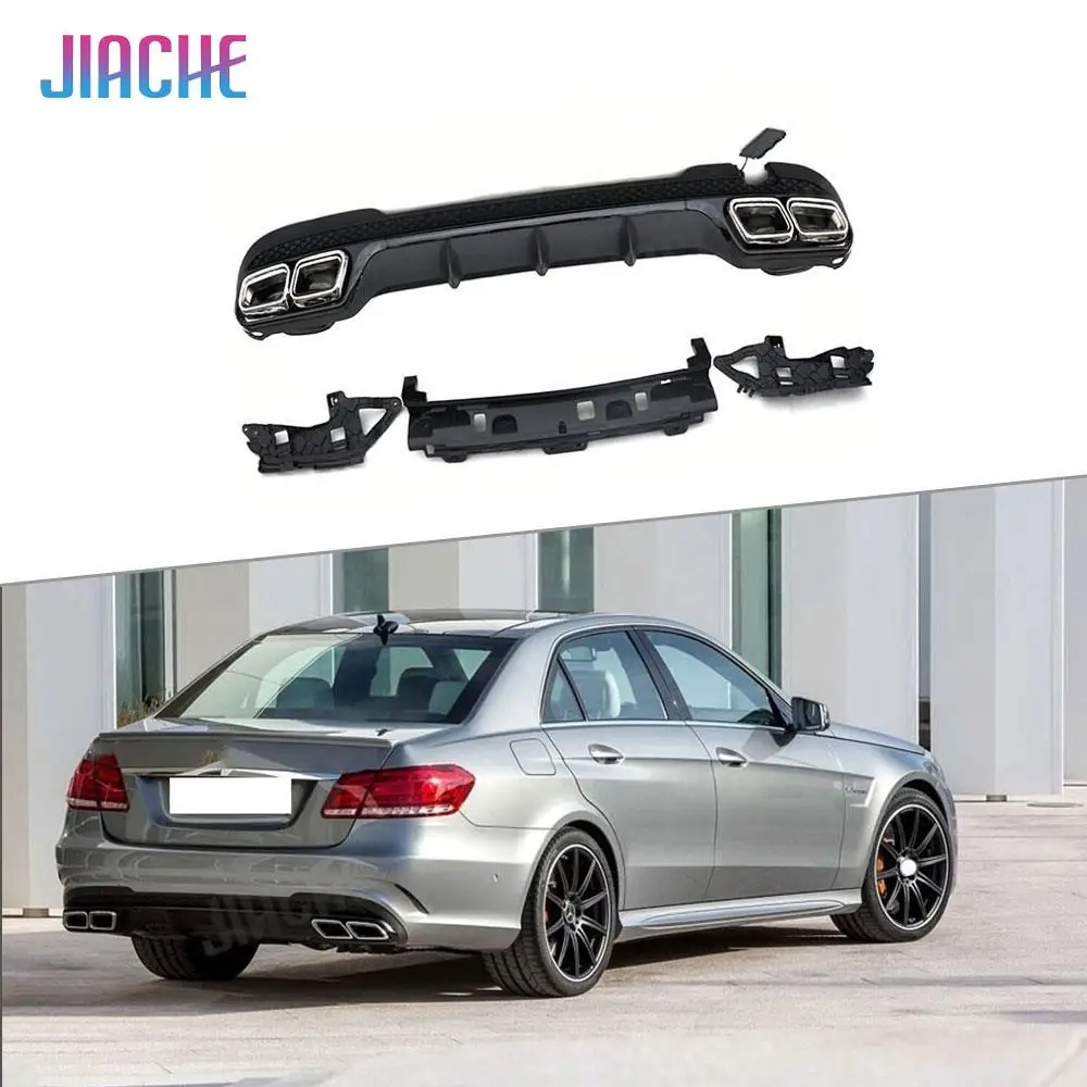 Rear Diffuser with Exhaust Tips for Benz E Class W212 E350 E400 E63 AMG Sport 2013-2016 Not for Standard Rear Bunper Lip Spoiler