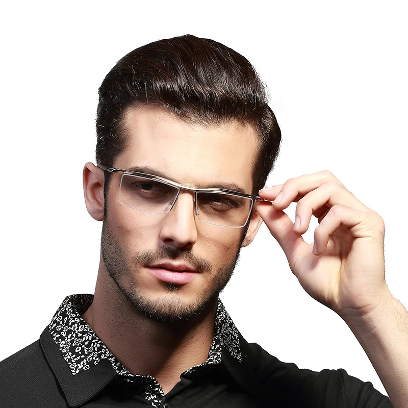 HDCRAFTER 2018 Eyewear Rimless Square Myopia Glasses Frame Men Brand Comfortable Slip-resistant Eyeglasses Frames for Men
