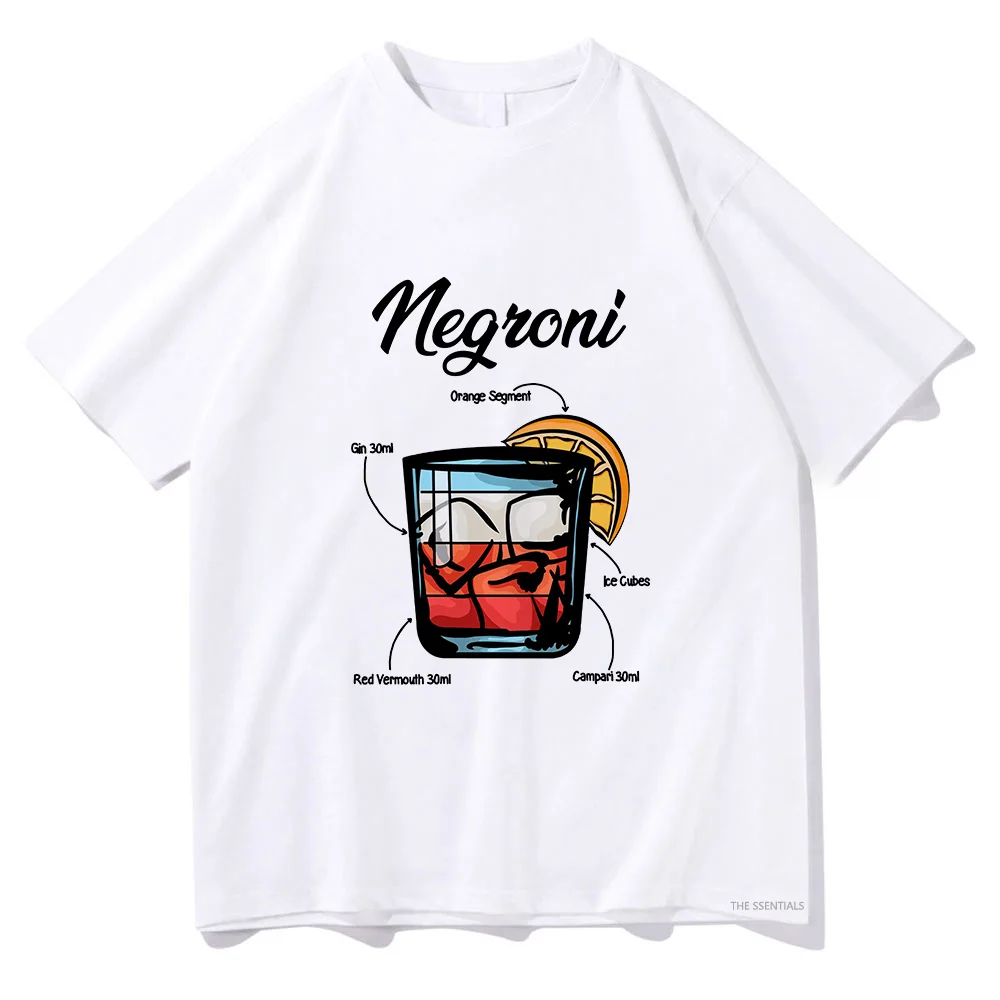 Classic Negroni Cocktail Recipe Tshirt 2024 Funny Men/Women Clothing Harajuku Tshirt Unisex Vintage Cotton Tops Streetwear