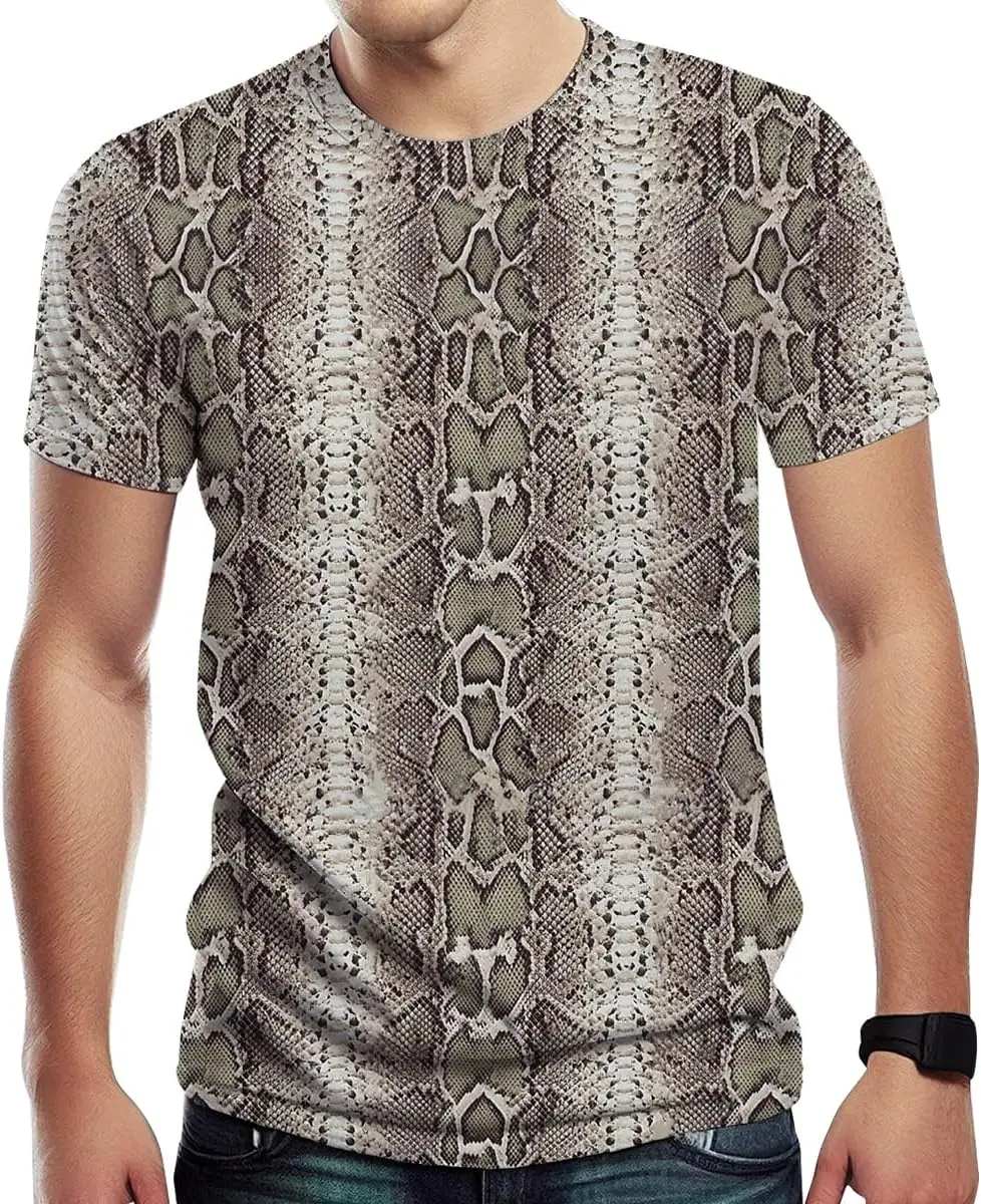 

Men's Snakeskin Print Fashion Short Sleeve T-Shirt Fashion Summer Trendy Street Oversized Graphic Funny T-Shirts Tees