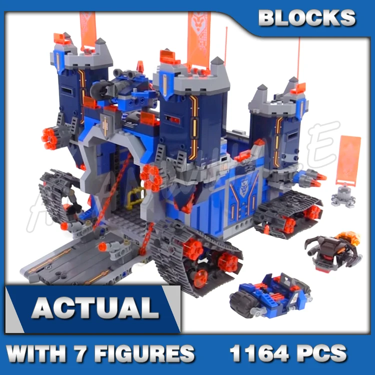 

1164pcs Nexoes Knights 2in1 Battle Rolling Castle The Fortrex Headquarters 10490 Building Blocks Set Compatible with Model