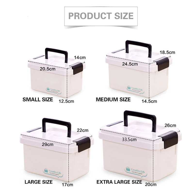 4 Size Household Portable Medicine Box Multi-Grid Multi-Function Large Capacity Plastic Storage Box Pills Case Hospital Pharmacy