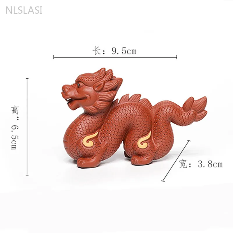 Handmade Statue Dragon Decoration Yixing Purple Clay Tea Pet Zodiac Dragon Model Sculpture Traditional Tea Ceremony Accessories