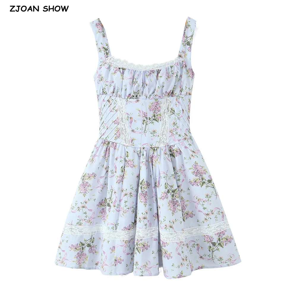 2025, geraffte Brust, gespleißt, Spitze, Schnürung, Bandkragen, Blumen-Sling-Kleid, niedrige Taille, figurbetontes Ballkleid, Minikleider, Party-Robe