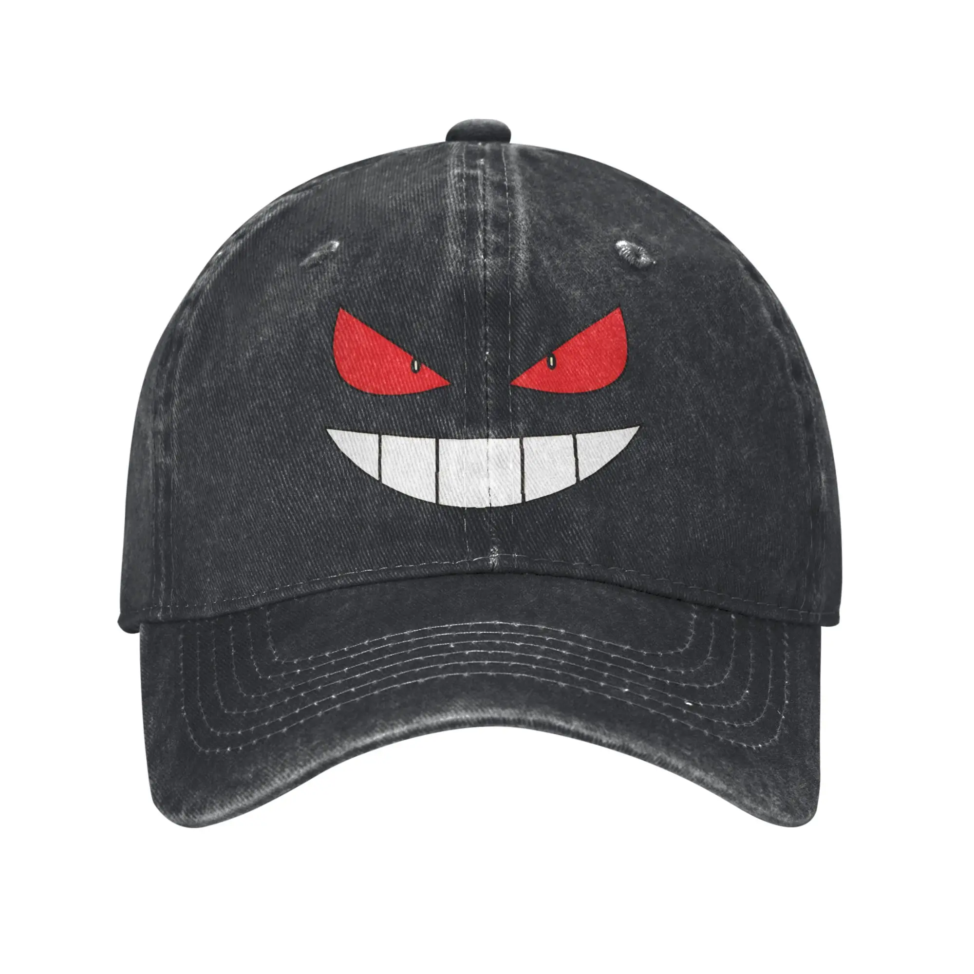 

Retro Cartoon Gengar Face Baseball Caps Unisex Distressed Washed Headwear Outdoor All Seasons Travel Adjustable Caps Hat