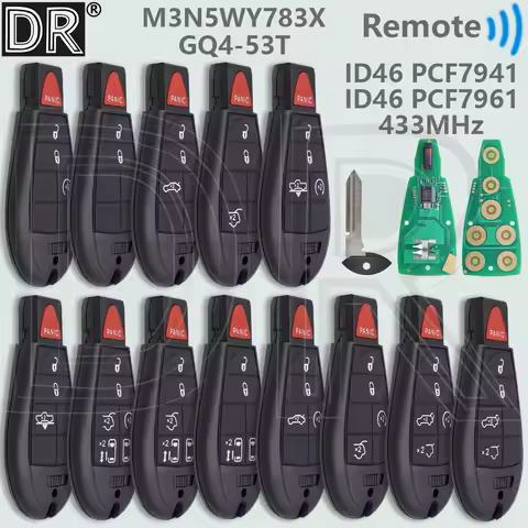 DR M3N5WY783X ID46 PCF7941 GQ4-53T PCF7961A 433MHz Car Remote Key For Jeep Cherokee Dodge Caravan RAM Chrysler Town &amp; Country