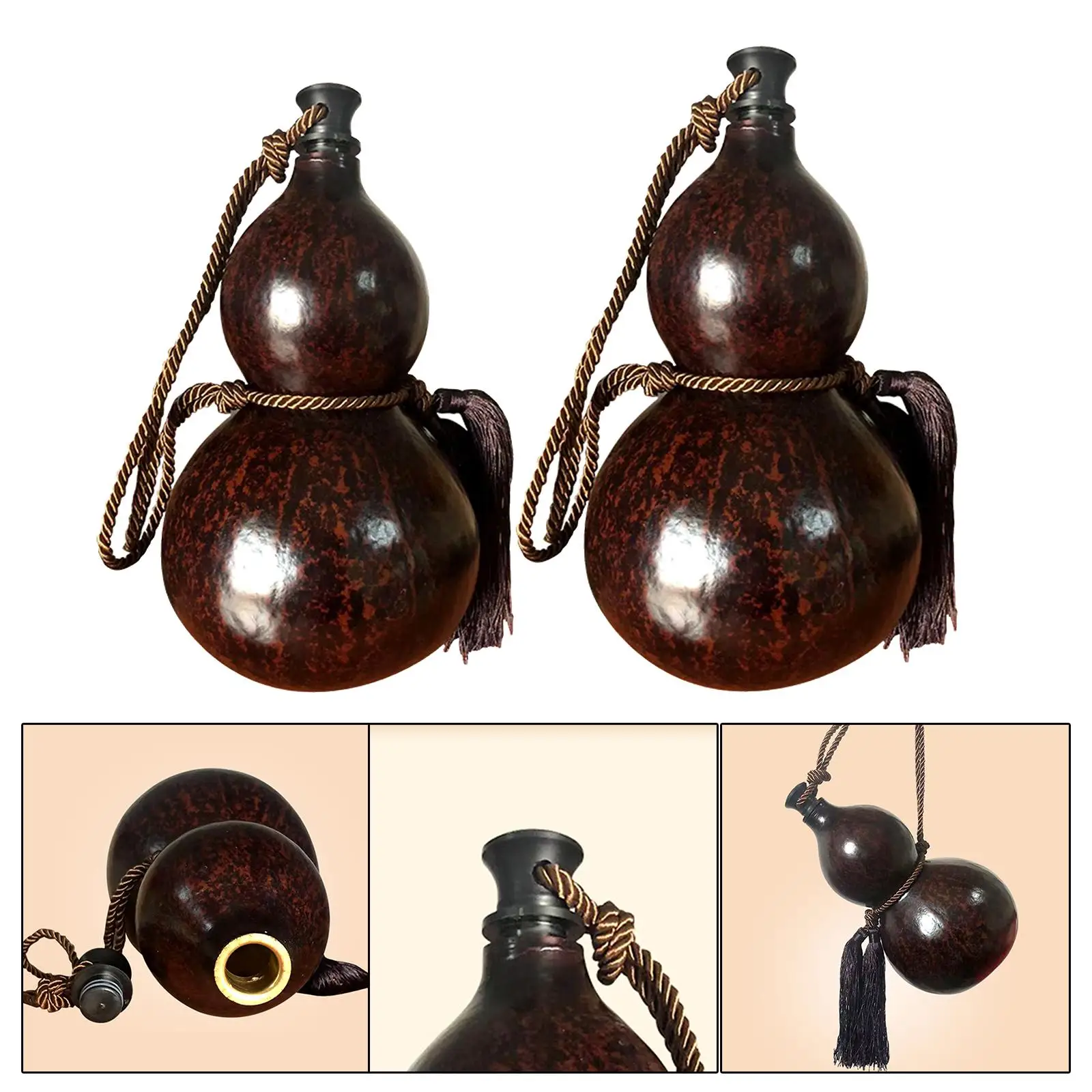 

Craft Gourd Bottle Durable Outdoor Portable with Braided Fringe Rope Flagon Wine