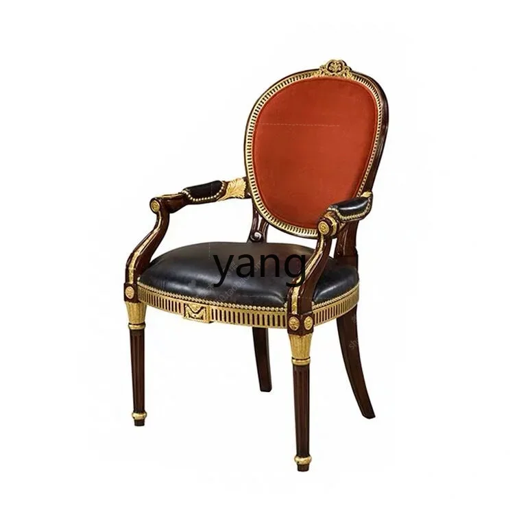 

LH large round back club velvet armchair solid wood dining chair genuine leather