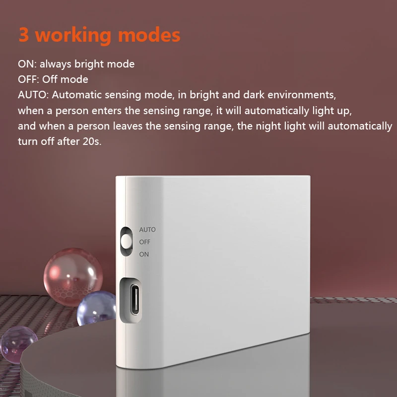 Night Light Motion Sensor LED Light Wireless Wall Lamp Rechargeable Cabinet Lamp PIR Nightlight LED Wardrobe Staircase Lighting