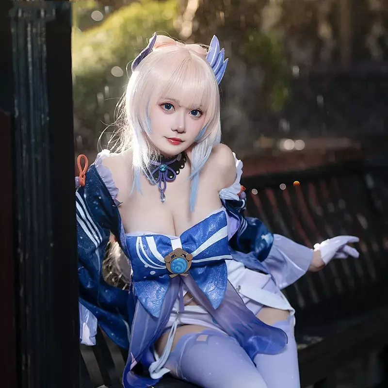 COS Genshin Impact Anime Games Witch Cosplay Sangonomiya Kokomi Costume Sexy Women Kimono