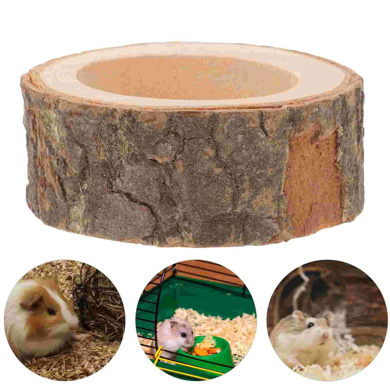 

Hamster Food Bowl Wood Small Dish Household Chinchilla Guinea Pig Feeding Squirrel Toy