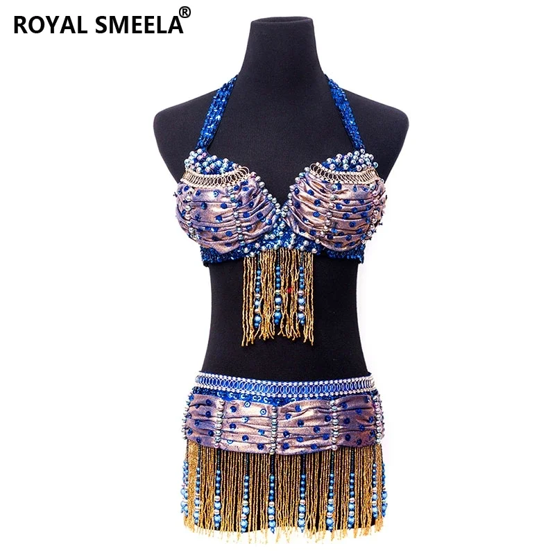 

Belly dance Costume For women Sexy Bellydance Carnival set Belly dancing Clothes Performance Wear BRA&Betl with tassel--WY7114