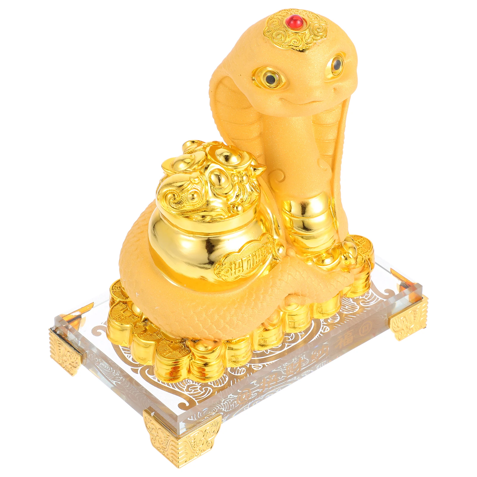 

2025 Feng Shui Snake Statue Chinese Zodiac Snake Golden Resin Decor for Luck Wealth Home Office Good Luck Ornaments