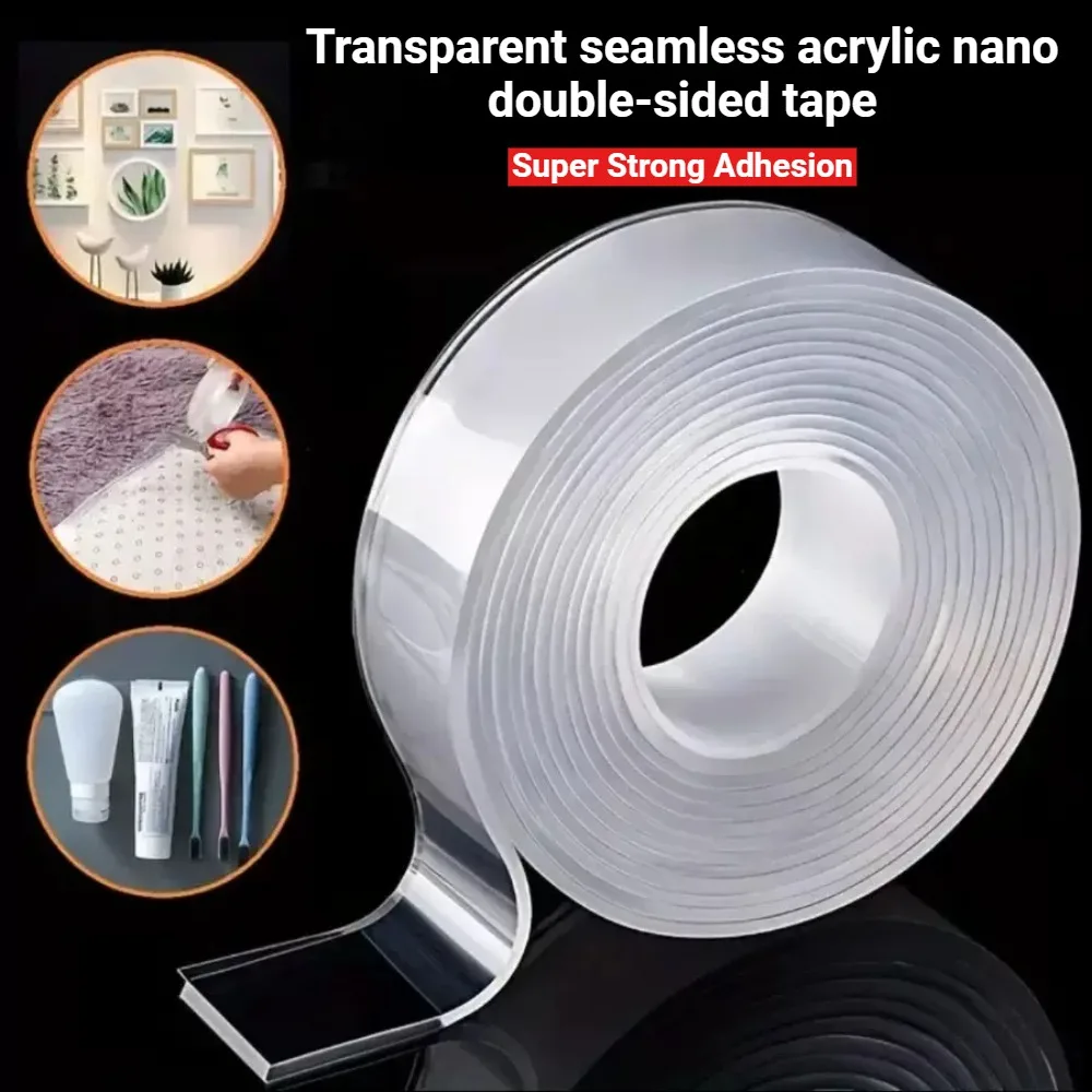 Transparentes, nahtloses, doppelseitiges Nano-Klebeband aus Acryl, super wasserfestes Klebeband, stark klebendes Zierband, Haushaltswerkzeuge