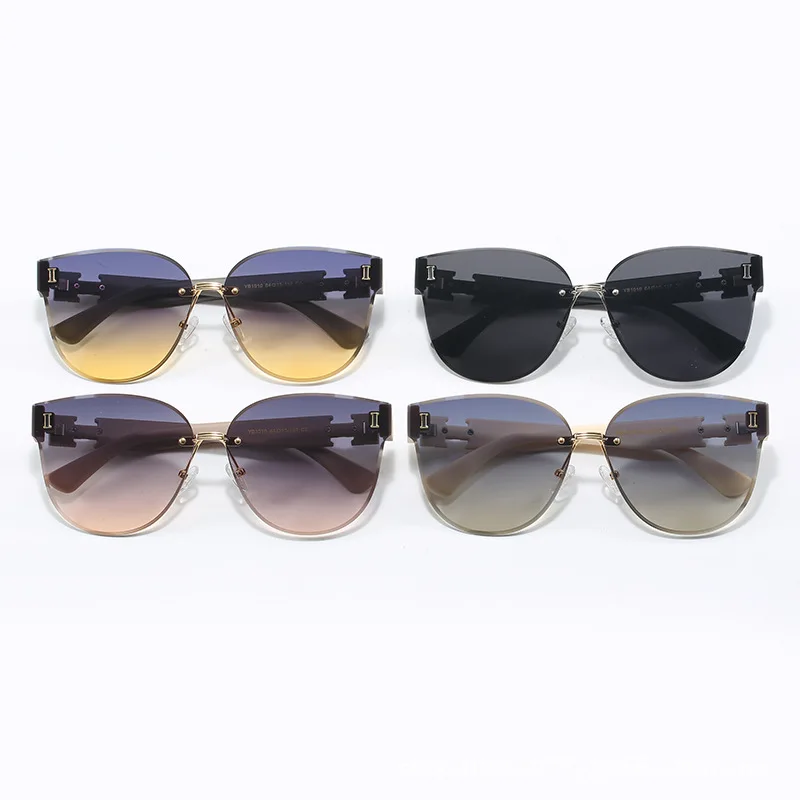 

2025 European and American New Frameless Fashion Retro Trend Large Frame Sunglasses Women's Round Sunglasses