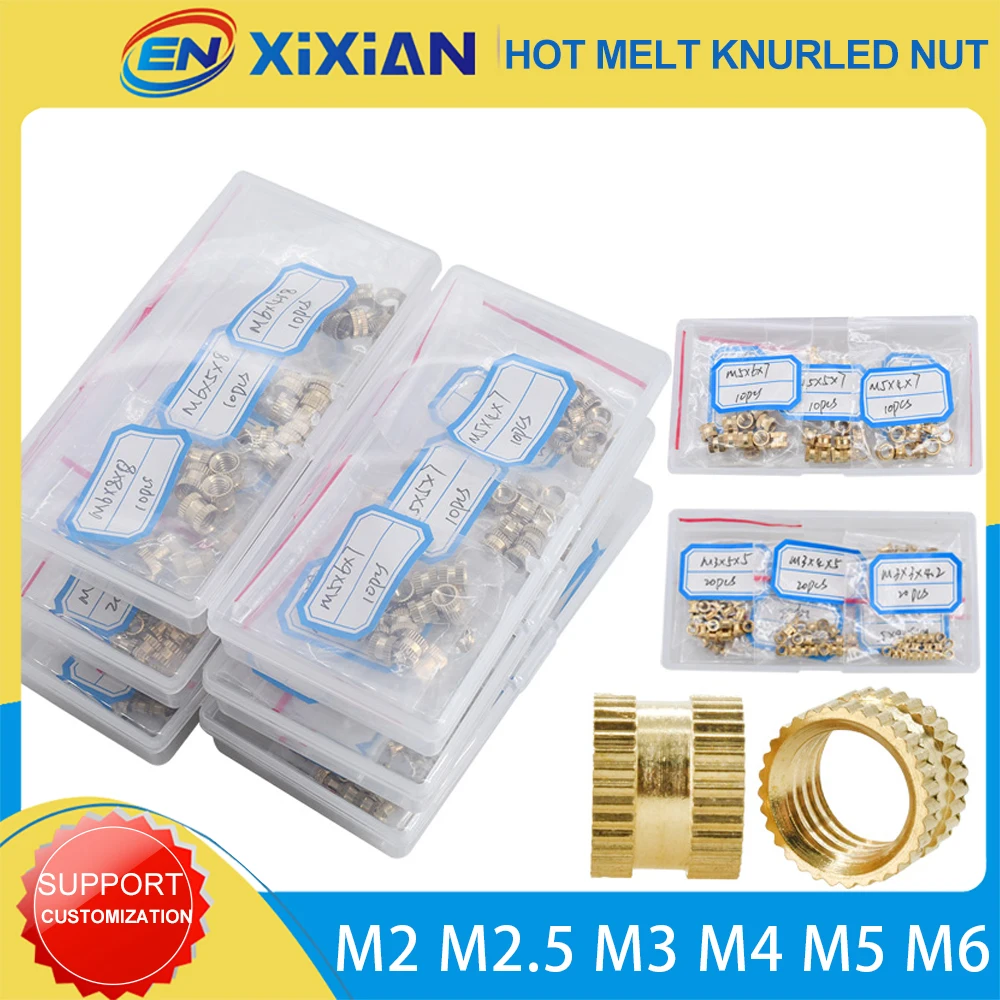 M2 M2.5 M3 M4 M5 M6 Brass Thread Insert Nut Hot Melt Knurled  Hot Forming Inserts Nut 3D Printer PC Laptop Copper Insert Nut