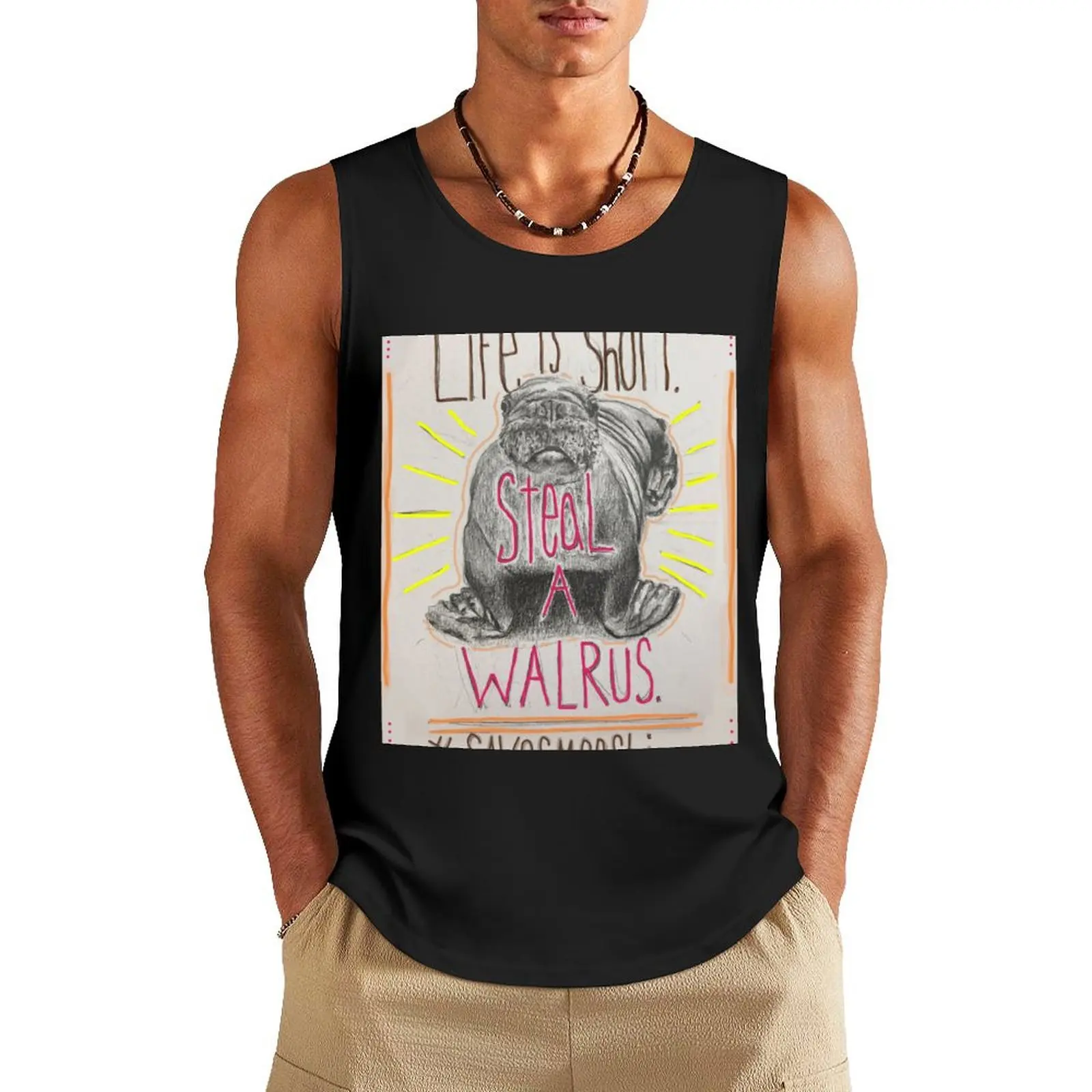 

Life is short. Steal a Walrus. Tank Top Gym clothes anime Vest