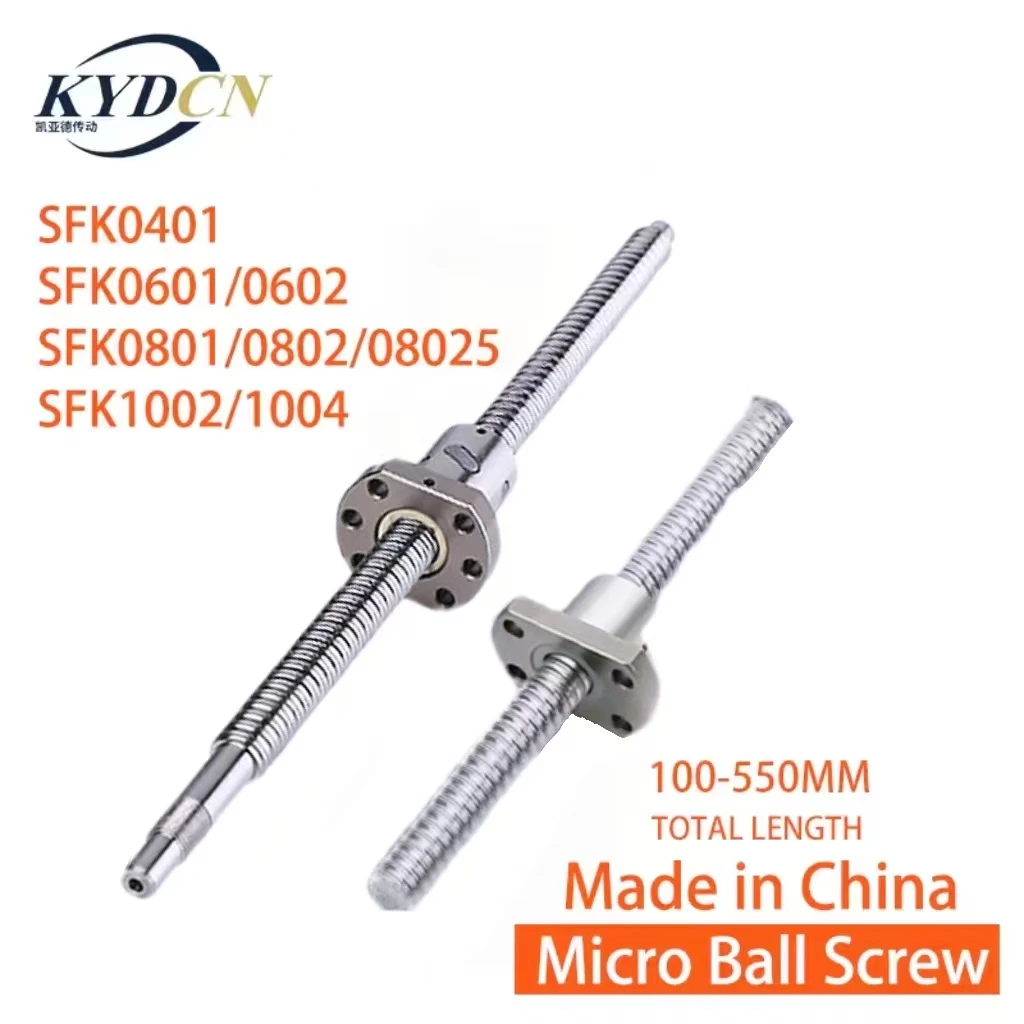 C7 SFK Miniature Ball Screw with Flange Nut Small Diameter Shaft for CNC 3D Printer 0401 0601 0602 0801 0802 0802.5 1002 1004